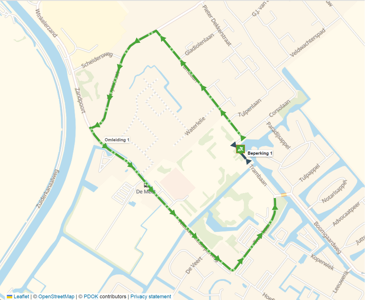 Afsluiting Trambaan Winkel
